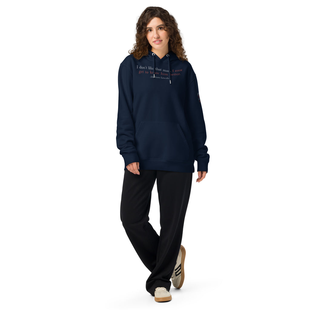 'Get to Know Him Better' Unisex Essential Organic Cotton Hoodie | Navy