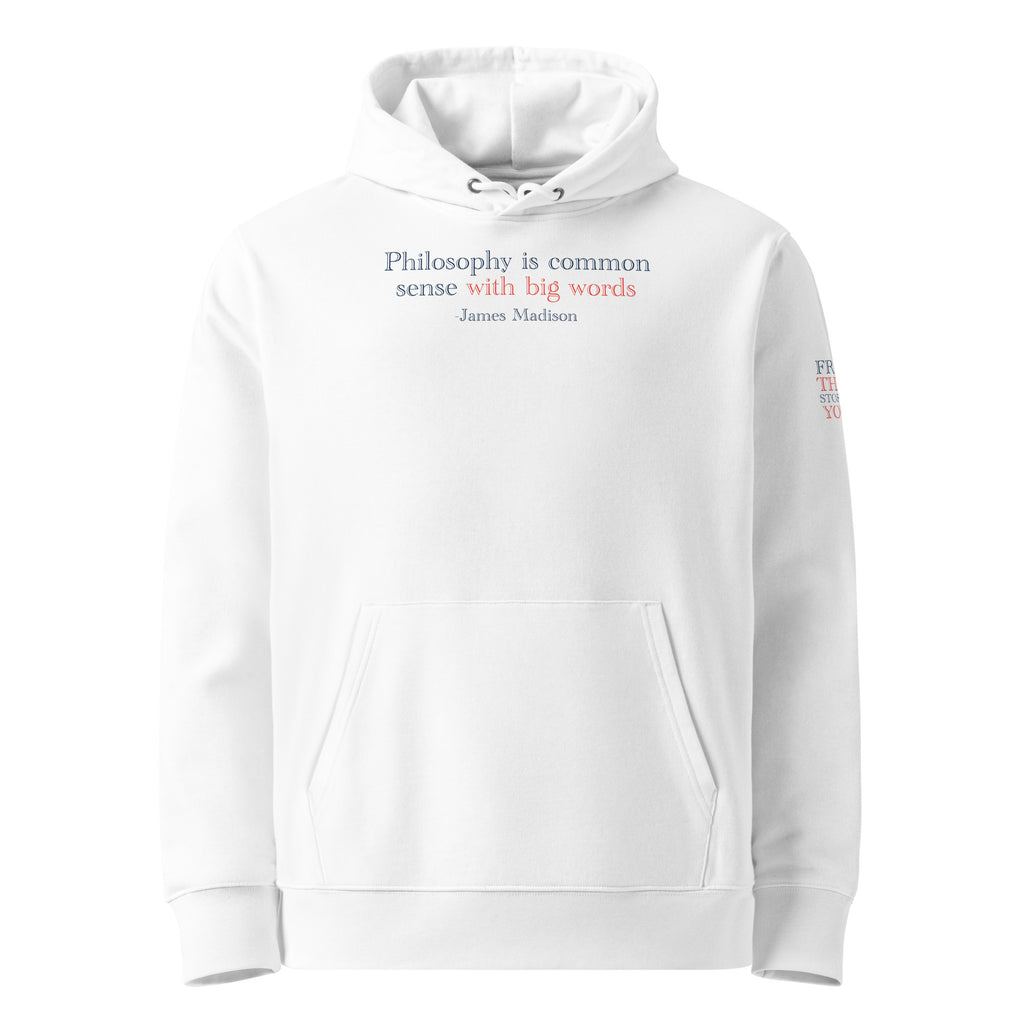 ‘Common Sense’ Unisex Essential Organic Cotton Hoodie | White