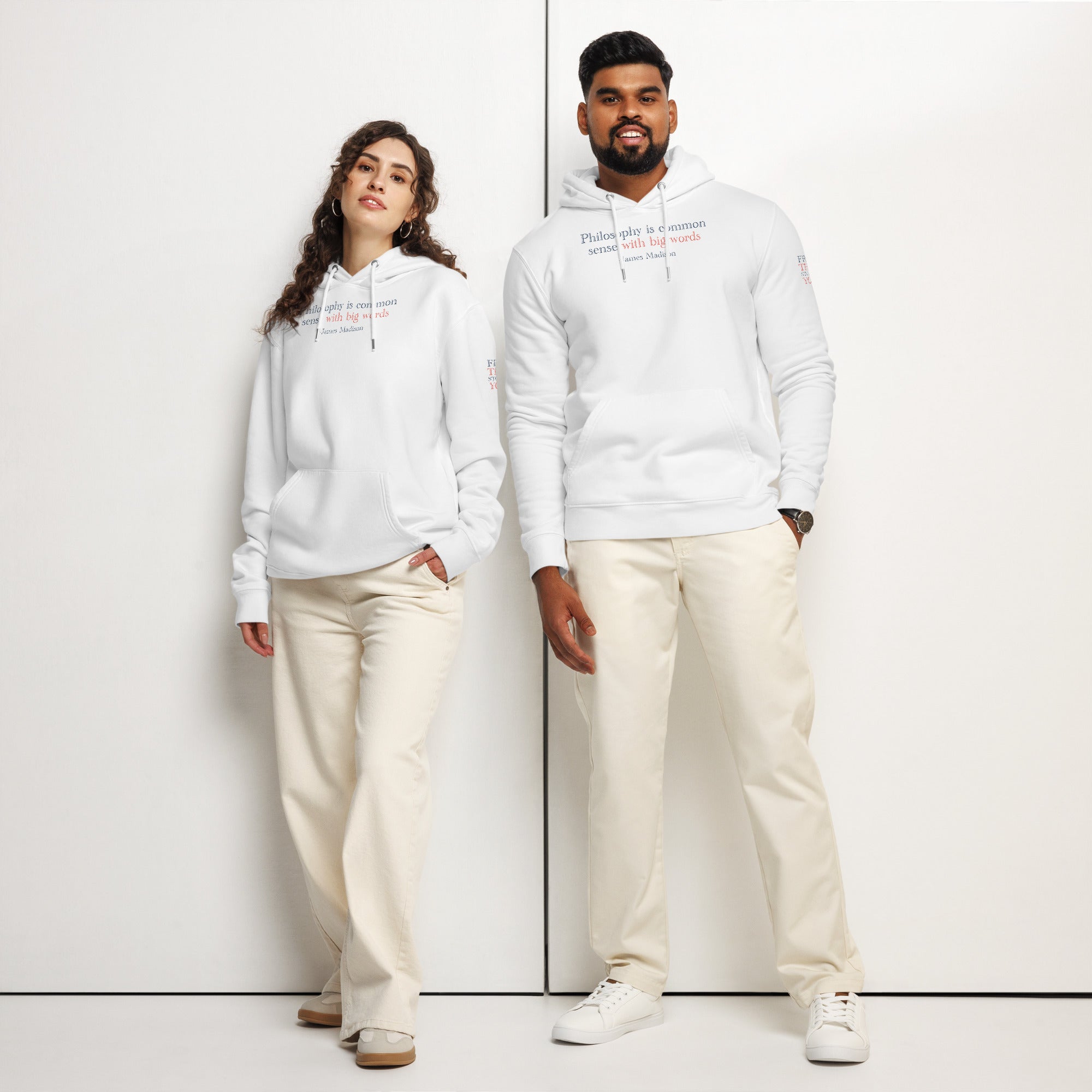 ‘Common Sense’ Unisex Essential Organic Cotton Hoodie | White