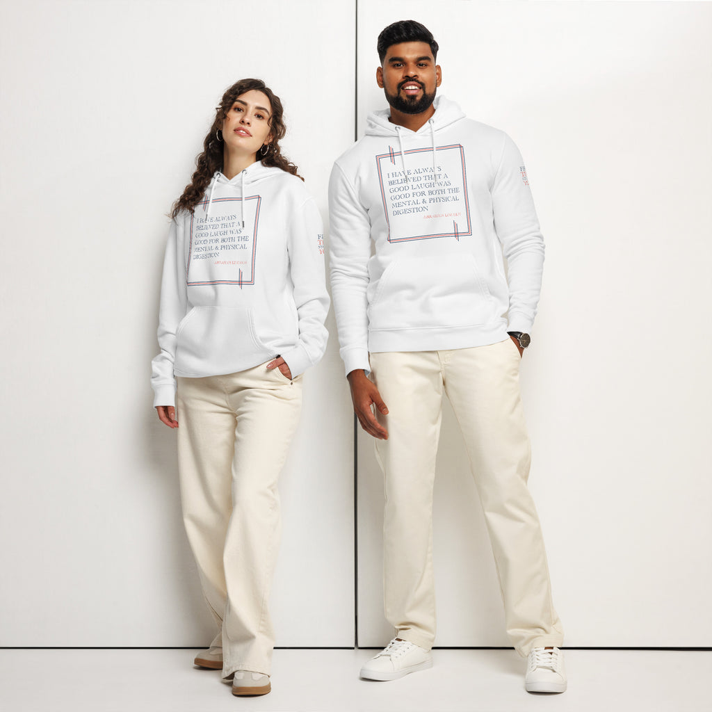 'A Good Laugh' Unisex Essential Organic Cotton Hoodie | White