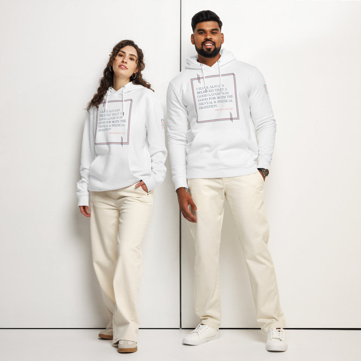 'A Good Laugh' Unisex Essential Organic Cotton Hoodie | White
