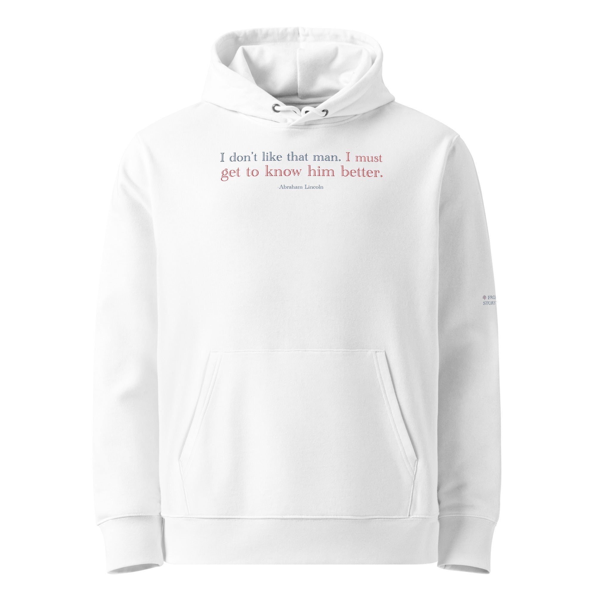 'Get to Know Him Better' - Lincoln | Unisex Essential Organic Cotton Hoodie | White