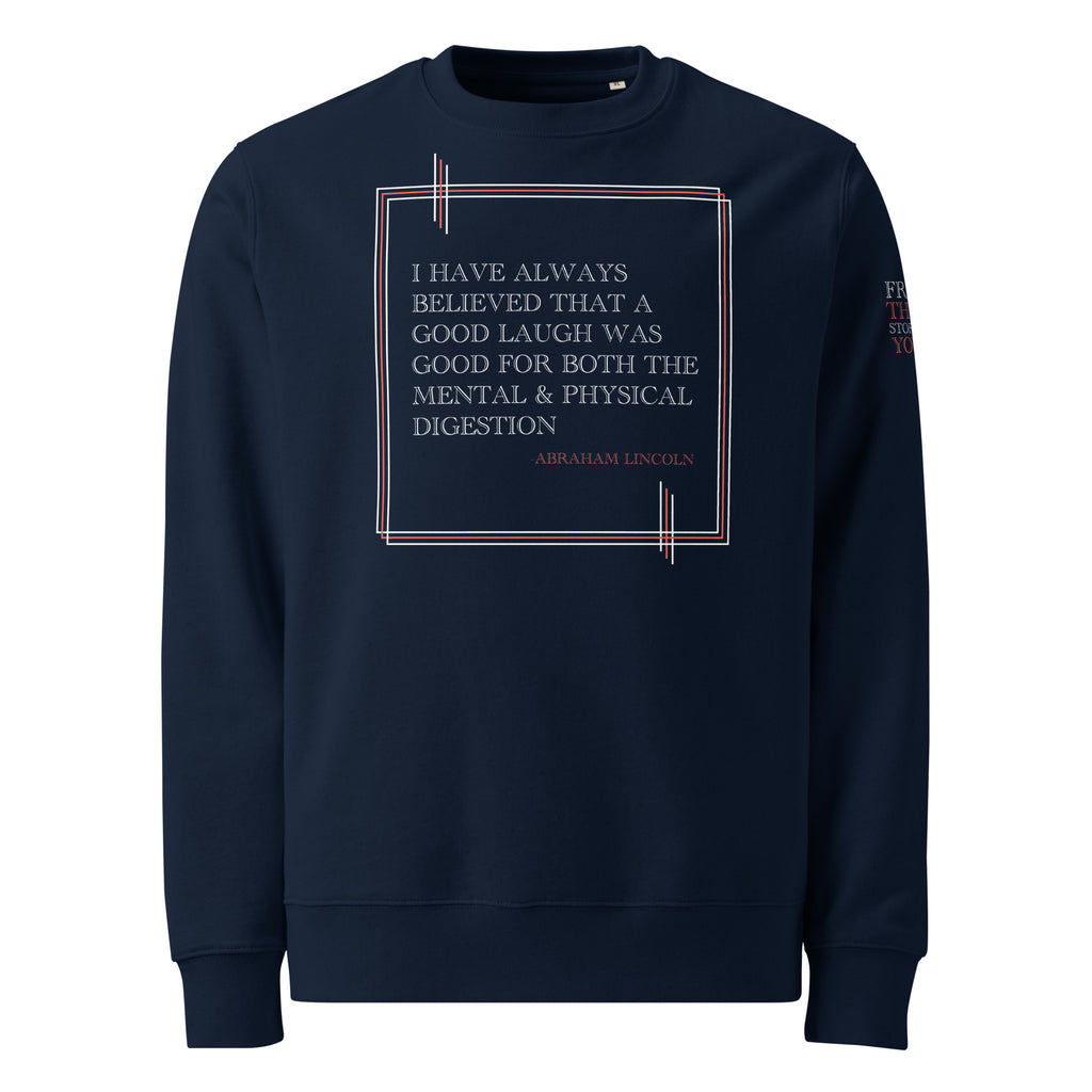 'A Good Laugh' Unisex Organic Cotton Blend Sweatshirt | Navy