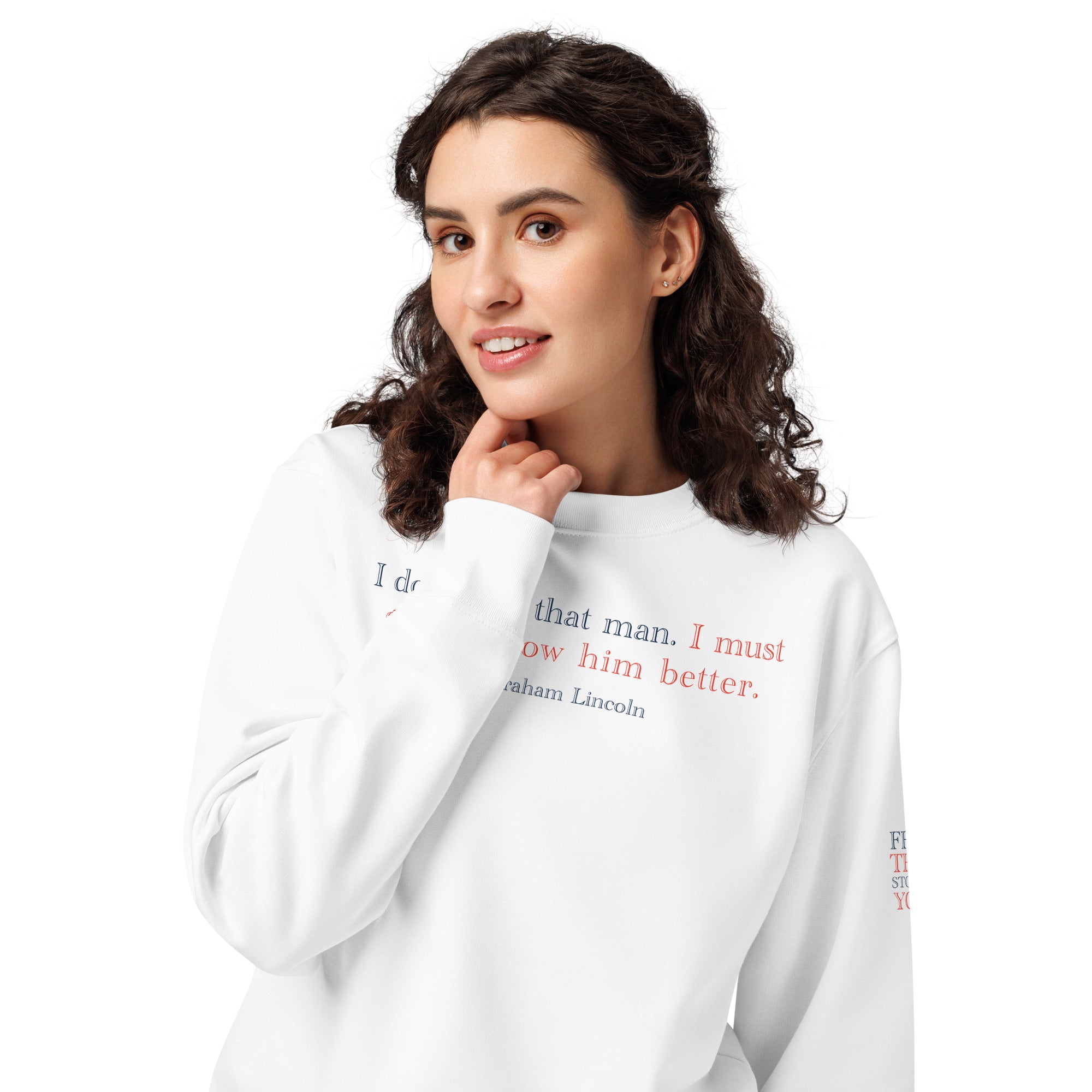 'Get to Know Him Better' Unisex Organic Cotton Blend Sweatshirt | White