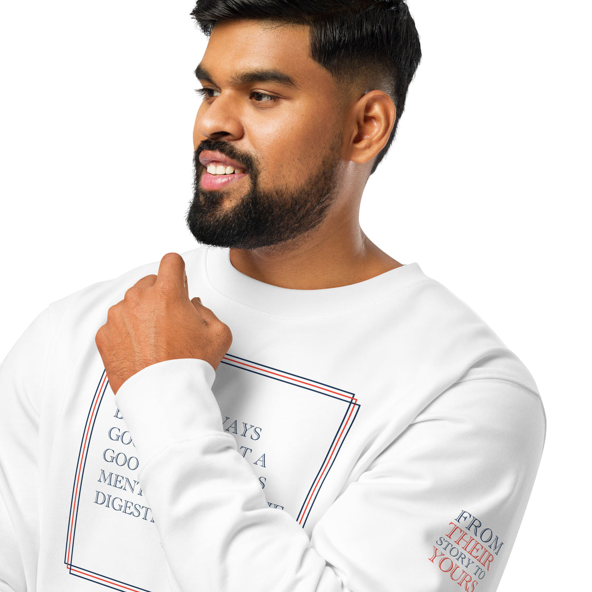 'A Good Laugh' Unisex Organic Cotton Blend Sweatshirt | White