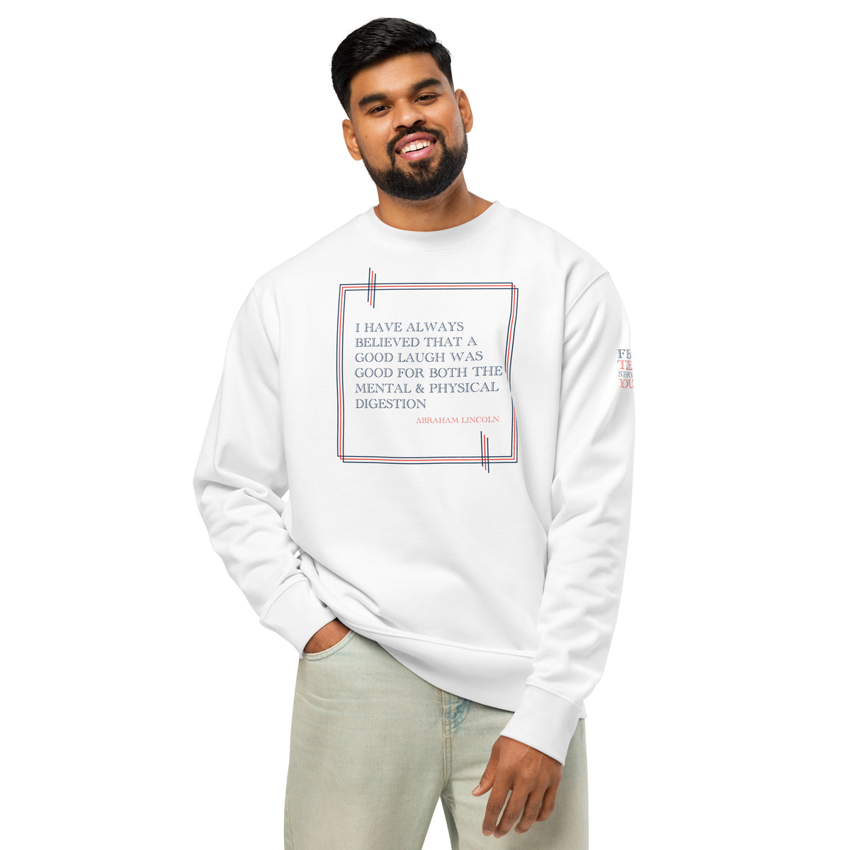 'A Good Laugh' Unisex Organic Cotton Blend Sweatshirt | White