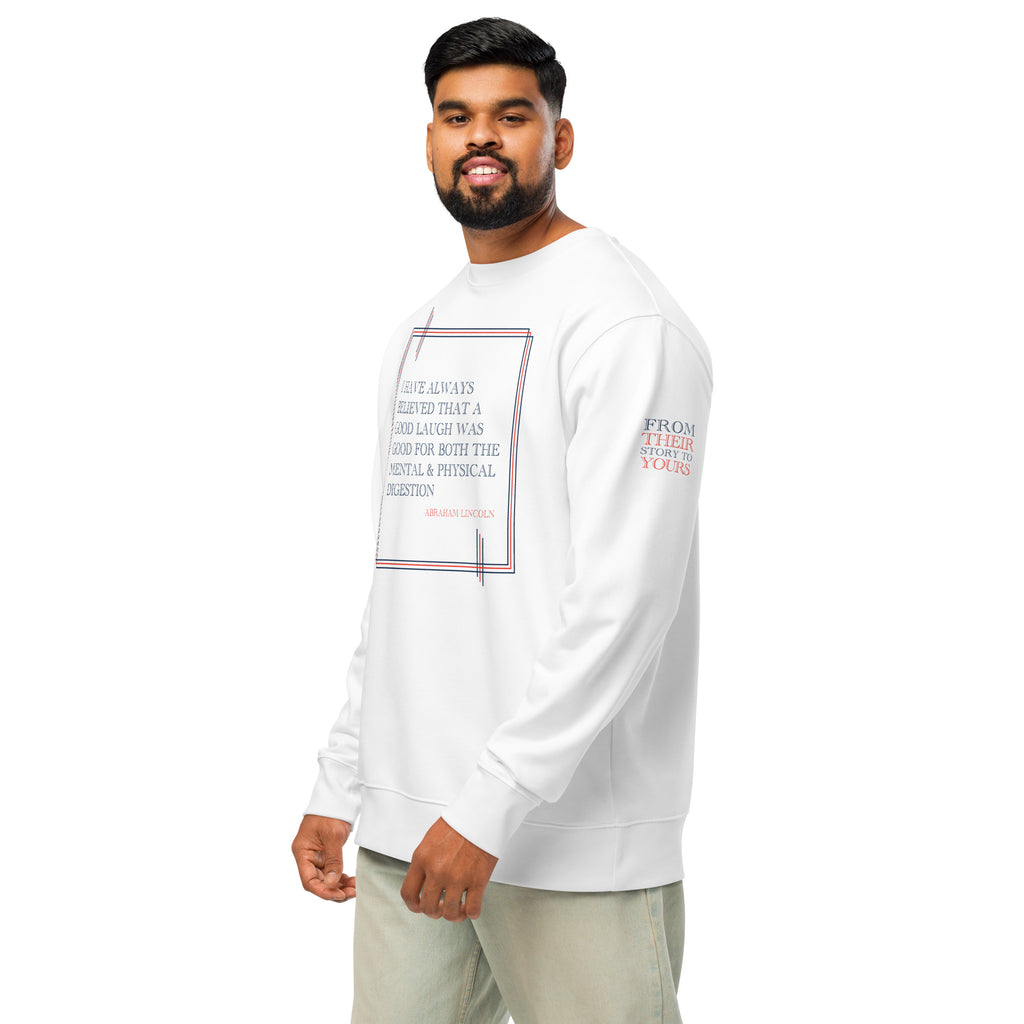 'A Good Laugh' Unisex Organic Cotton Blend Sweatshirt | White