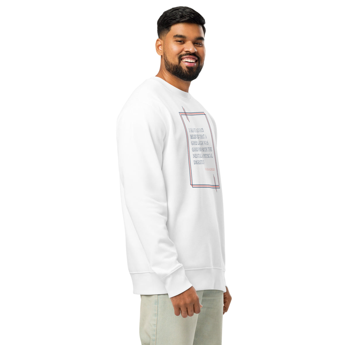 'A Good Laugh' Unisex Organic Cotton Blend Sweatshirt | White