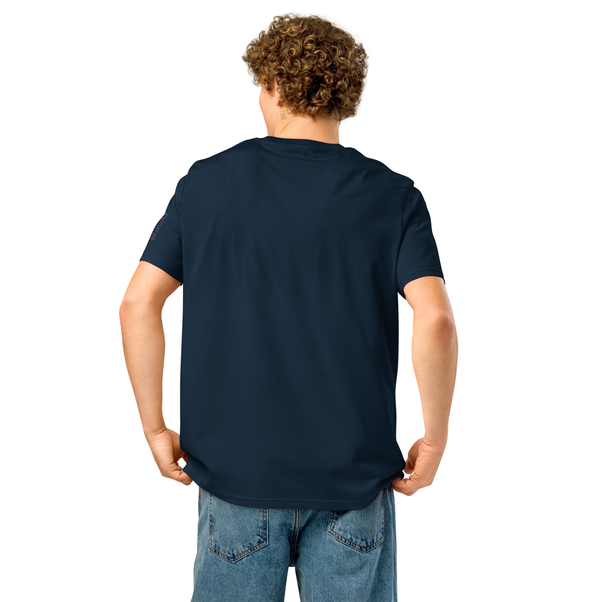 'Get to Know Him Better' Unisex Organic Ribbed Neck Cotton T-Shirt | Navy