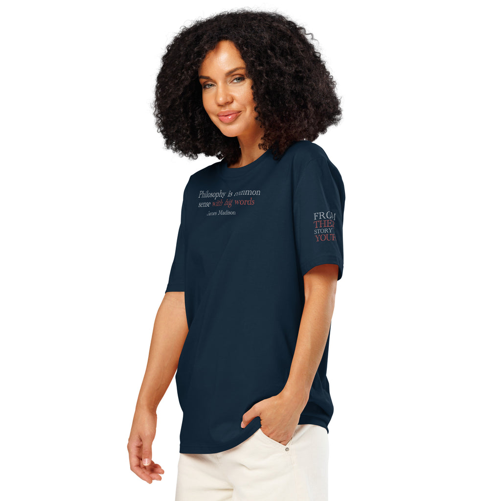 ‘Common Sense’ Unisex Organic Ribbed Neck Cotton T-Shirt | Navy