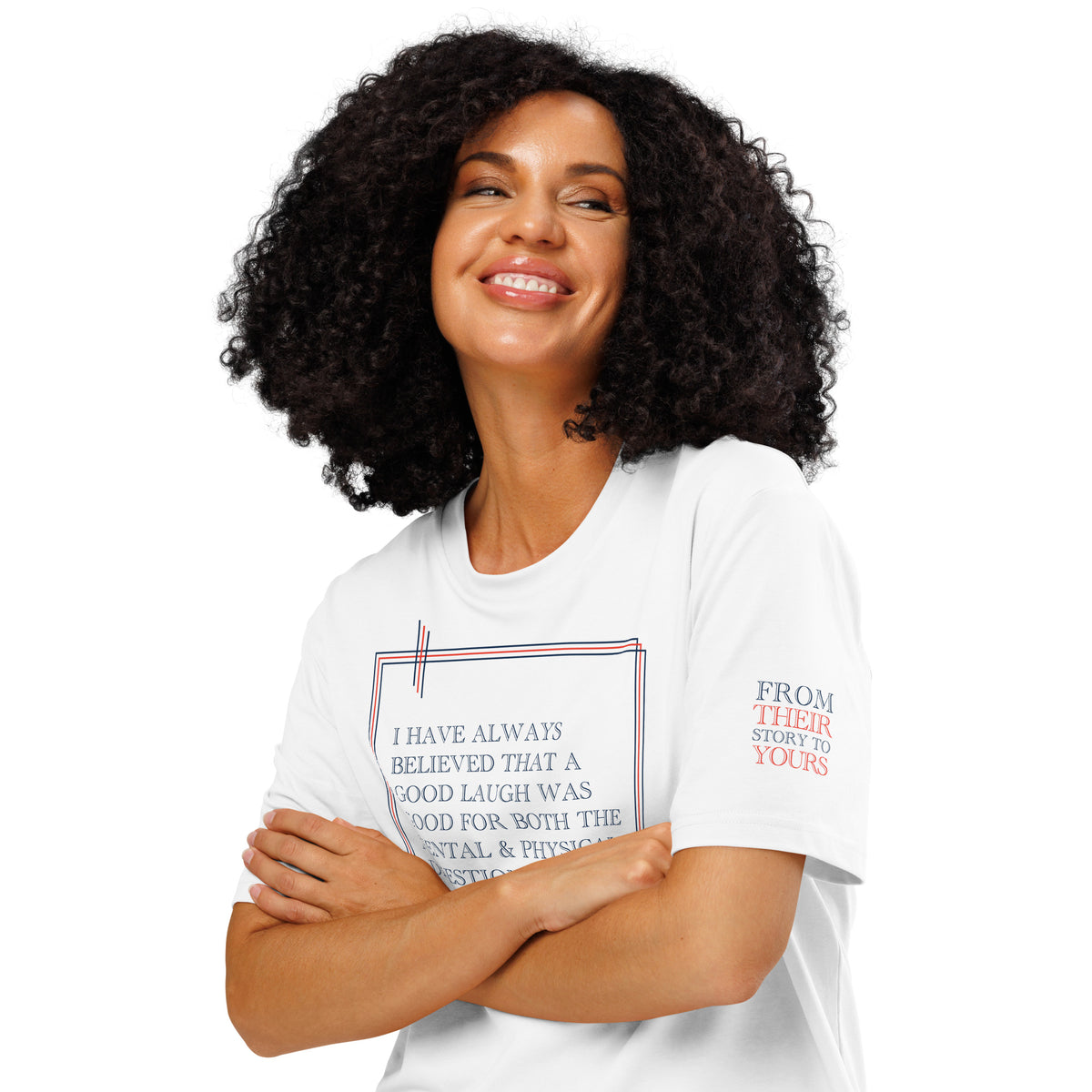 'A Good Laugh' Unisex Organic Ribbed Neck Cotton T-Shirt | White