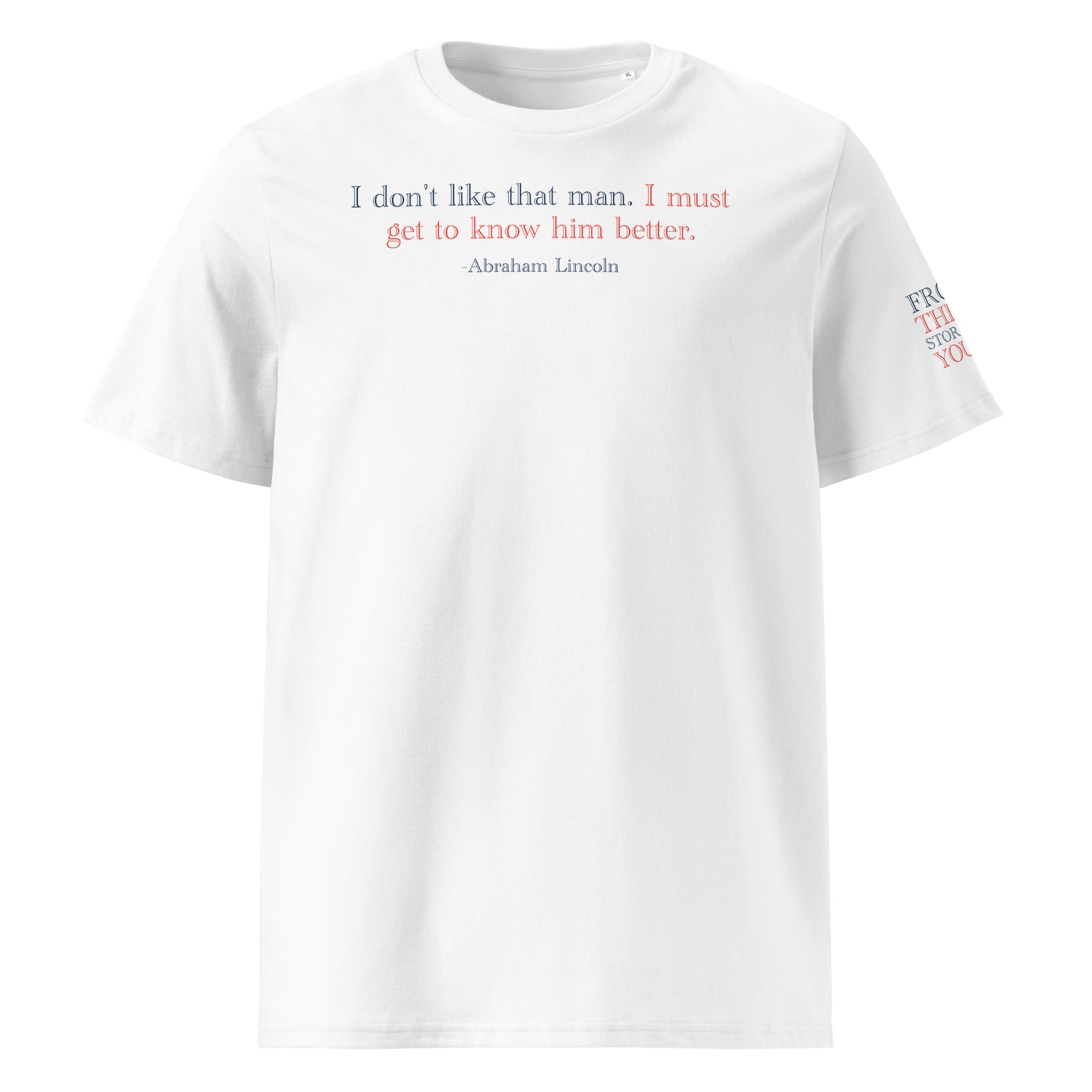 'Get to Know Him Better' Unisex Organic Ribbed Neck Cotton T-Shirt | White