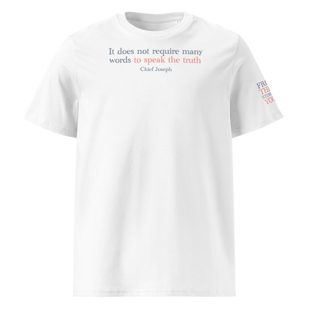 ‘Speak the Truth’ Unisex Organic Ribbed Neck Cotton T-Shirt | White