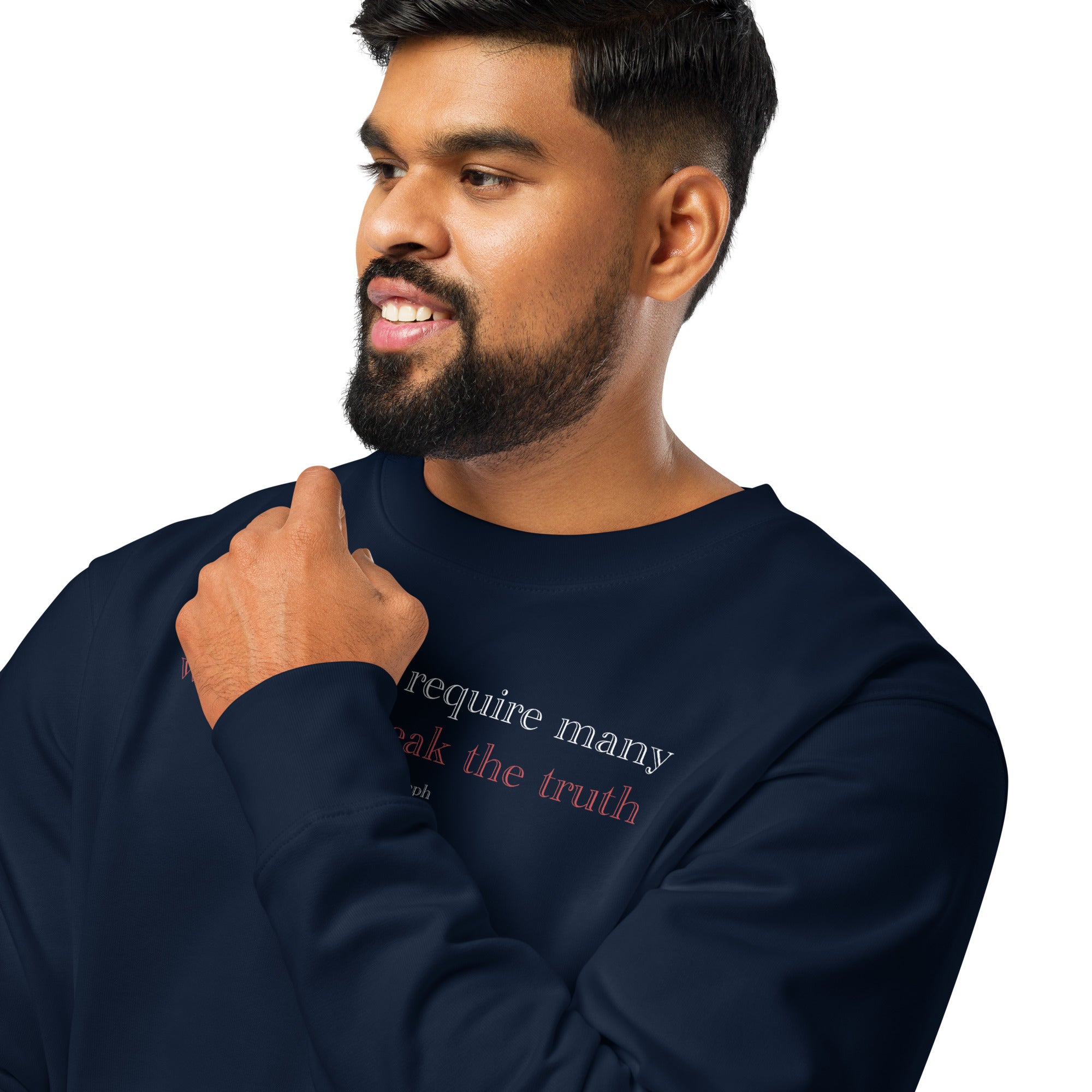 ‘Speak the Truth’ - Joseph |  Unisex Organic Cotton Blend Sweatshirt | Navy
