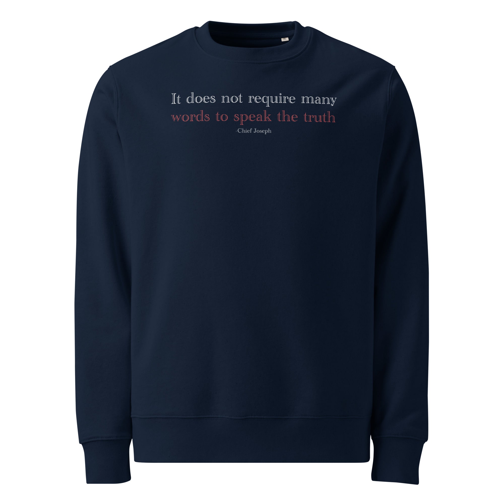 ‘Speak the Truth’ - Joseph |  Unisex Organic Cotton Blend Sweatshirt | Navy