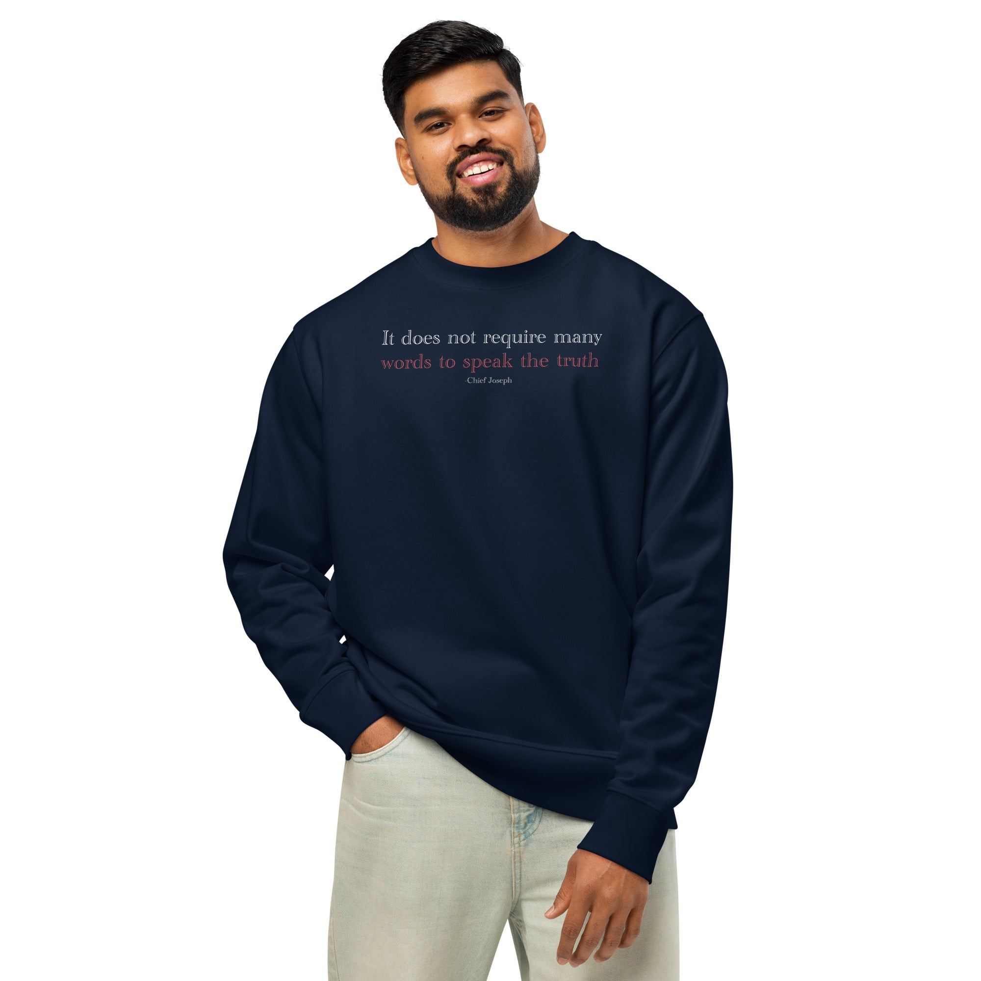 ‘Speak the Truth’ - Joseph |  Unisex Organic Cotton Blend Sweatshirt | Navy