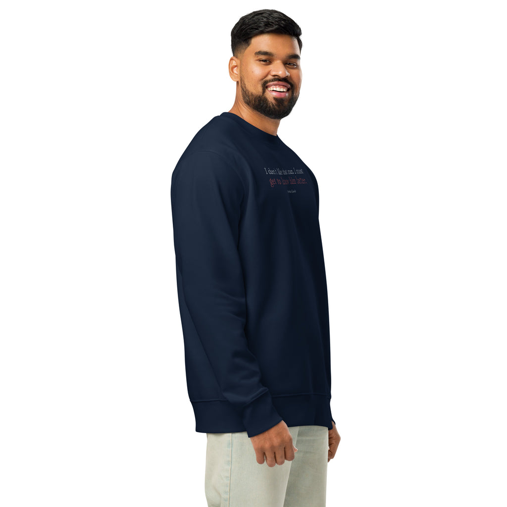 'Get to Know Him Better' - Lincoln | Unisex Organic Cotton Blend Sweatshirt | Navy