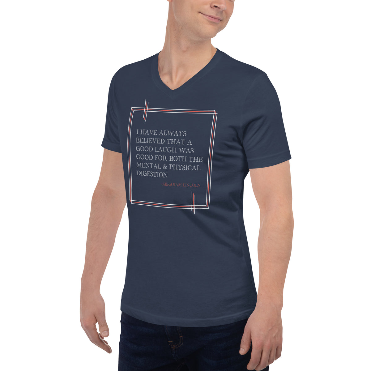 'A Good Laugh' Unisex Short Sleeve V-Neck T-Shirt | Navy