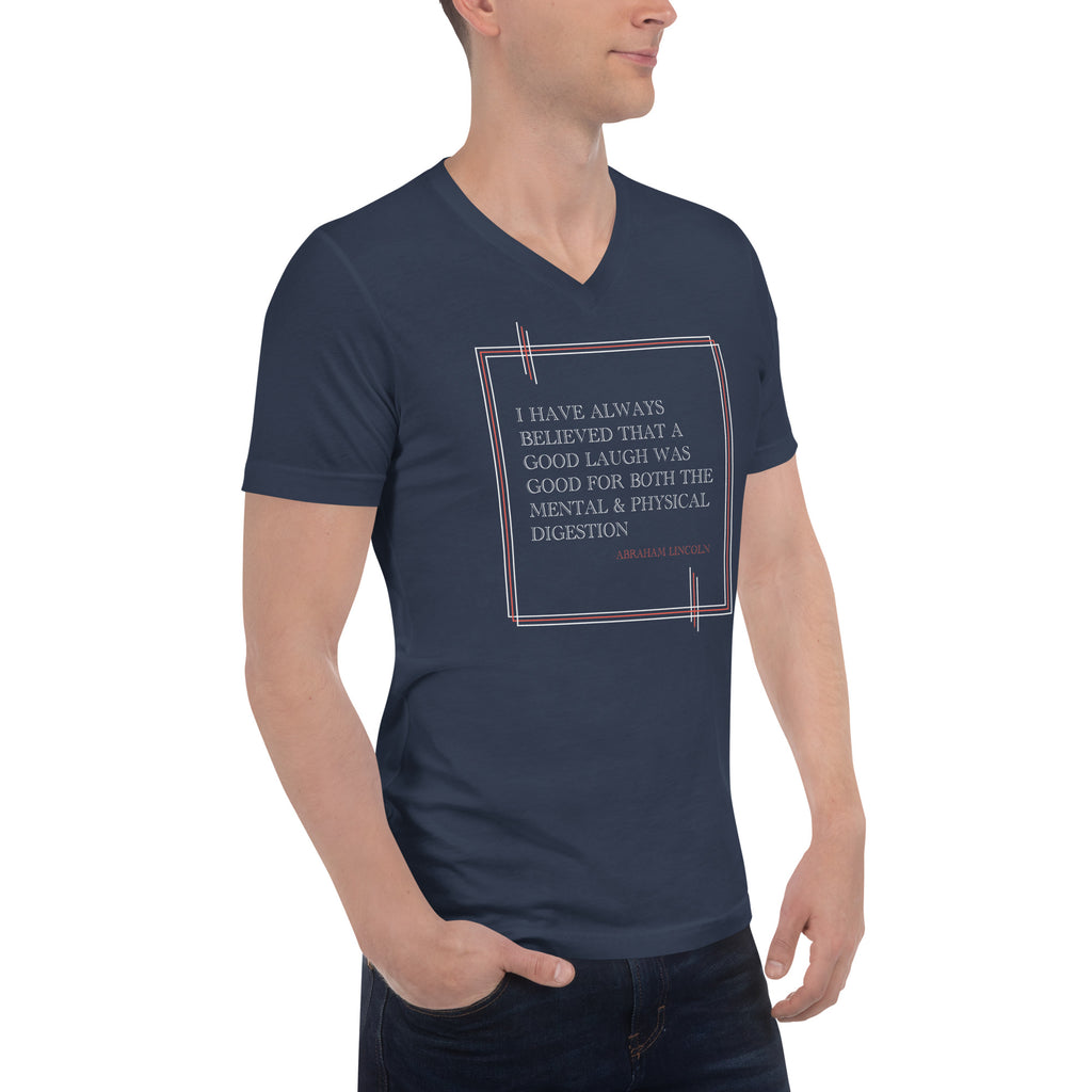 'A Good Laugh' Unisex Short Sleeve V-Neck T-Shirt | Navy