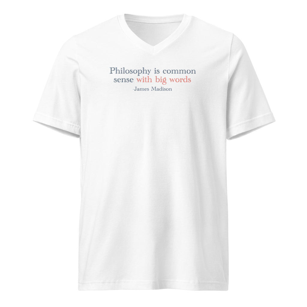 ‘Common Sense’ Unisex Short Sleeve V-Neck T-Shirt | White