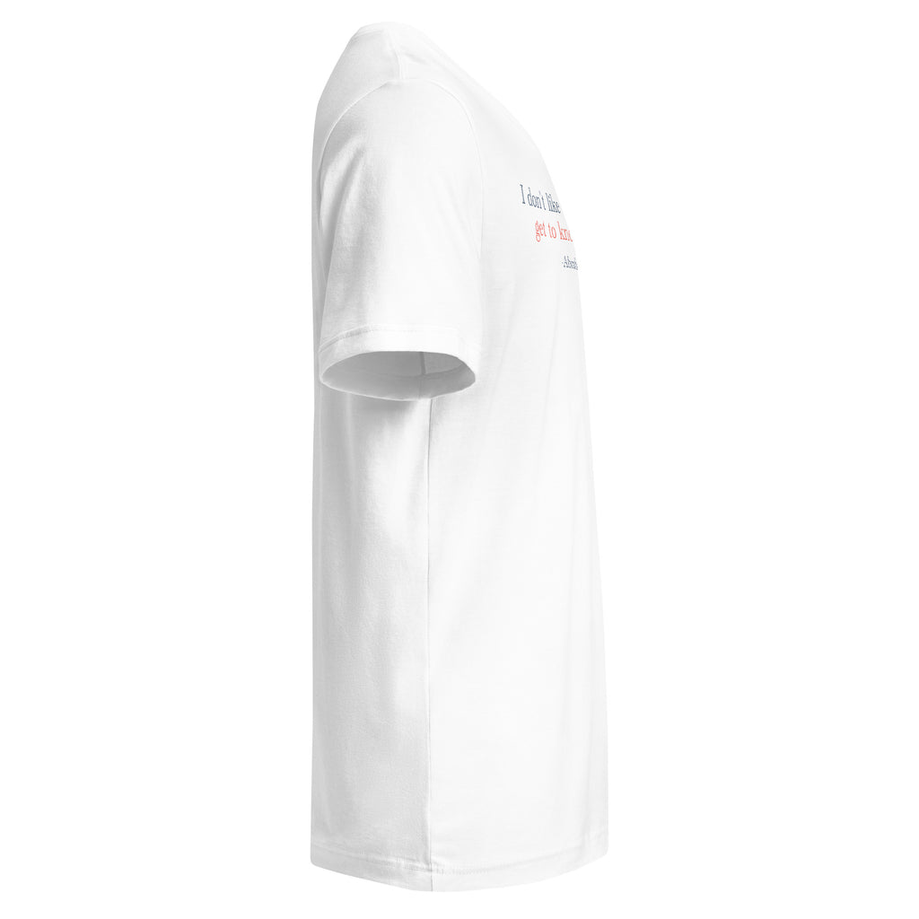 'Get to Know Him Better' Unisex Short Sleeve V-Neck T-Shirt | White